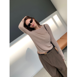 ISABELLA 通勤 早秋新款圓領長袖針織衫女修身顯瘦內搭打底衫