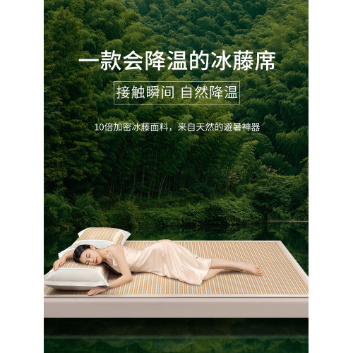 日本涼蓆夏季冰絲蓆夏天2024新款藤蓆天然純藤草蓆家用床笠款蓆子
