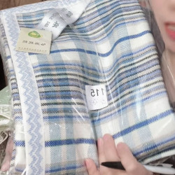 哈麻雙鶴百分百純亞麻涼蓆藍色經緯