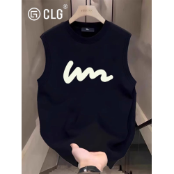 香港CLG潮牌夏季背心男女款外穿重磅無袖t恤純棉寬鬆圓領簡約坎肩