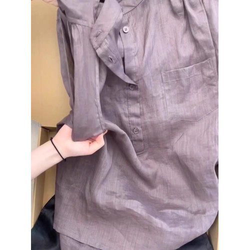 復古圓領暗紫色無袖小衫女夏季裝寬松時尚輕薄顯瘦氣質打底衫上衣