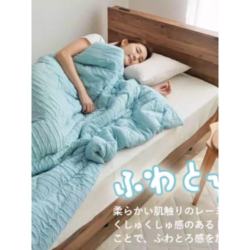 出口日本尾單柔軟純棉紗布被子人造絲褶皺單人被春秋薄被可機洗