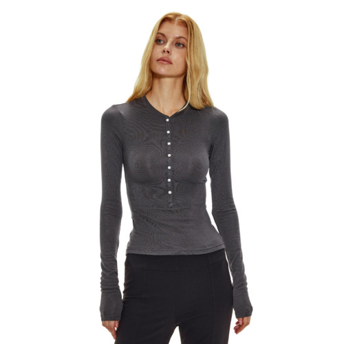 alright then亨利領羊毛修身打底衫貝殼釦顯瘦薄款長袖針織衫 alright then亨利領羊毛修身打底衫貝殼釦顯瘦薄款長袖針織衫