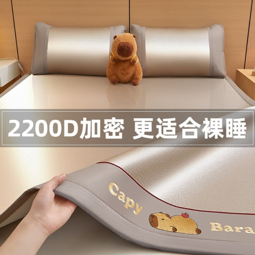 高級夏天冰絲涼蓆2025新款夏季藤蓆草蓆軟蓆床笠款蓆子a類母嬰級