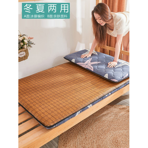 榻榻米夏季冰絲涼蓆床墊子軟墊學生宿舍單人冬夏兩用折曡薄款家用