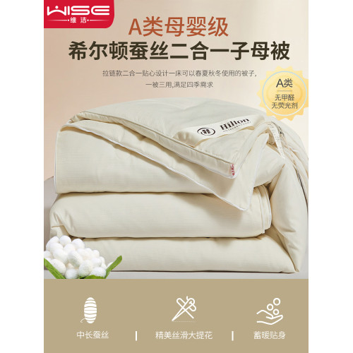 全棉蠶絲棉被子冬被芯秋冬季加厚保暖子母被二合一拉鍊款2024新款