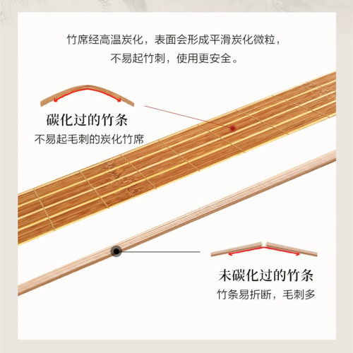 富安娜竹蓆炭化雙面竹蓆夏季家用可折曡涼蓆雙人草蓆蓆子 和風