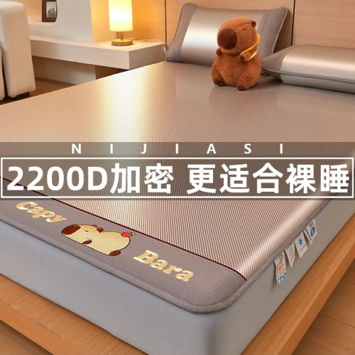 高級A類母嬰級冰絲涼蓆冰藤蓆三件套2025款夏季竹蓆草蓆軟蓆床笠