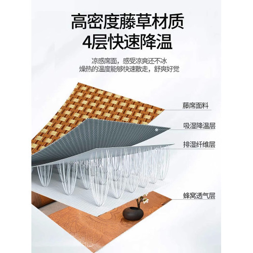 小波羅涼蓆夏天2025新款艾草藤蓆冰絲夏涼蓆竹蓆宿舍乳膠加厚雙面