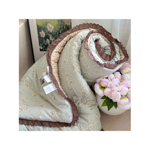 全棉雙層紗春秋被花邊豆豆被被芯150x200純棉雙人四季被子200x230