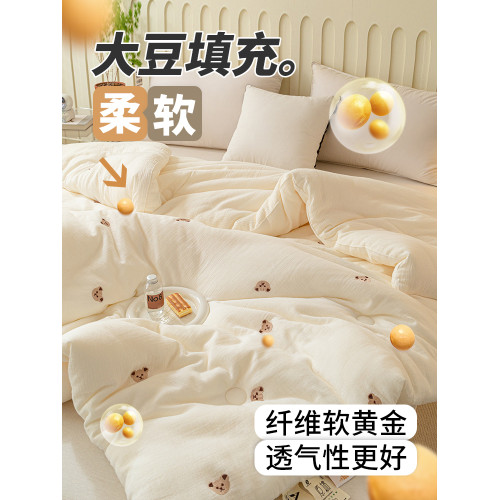 法國JK輕奢A類母嬰級小熊大豆纖維被加厚保暖被子被芯夏季棉被褥4