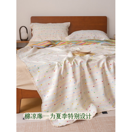 彩色點點棉涼蓆a類全棉紗布床蓋夏季涼蓆家用2025新款老粗布床單