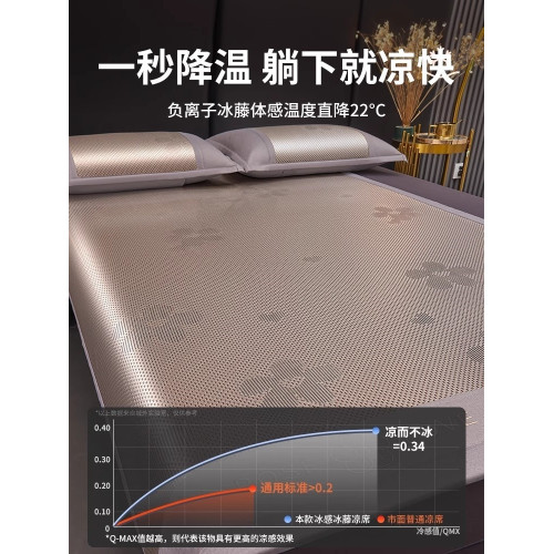 高級夏天冰絲涼蓆藤蓆2025新款夏季可水洗軟蓆子家用竹蓆冬夏兩用