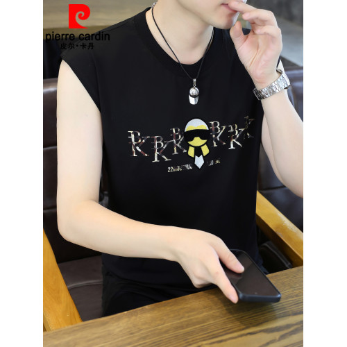 皮爾卡丹夏季背心男款潮流休閒男士透氣坎肩寬松無袖T恤上衣薄款