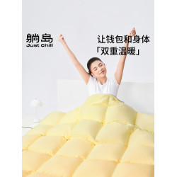 躺島陽光絨絨高效分區羽絨被芯保暖加厚雙人被子冬季春秋羽絨被