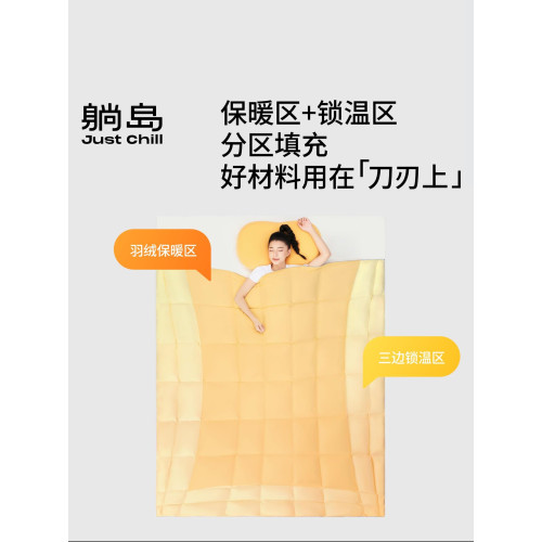 躺島陽光絨絨高效分區羽絨被芯保暖加厚雙人被子冬季春秋羽絨被