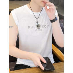 燙鑽提花冰絲背心男款2025夏季新款運動健身潮牌速乾男士無袖t恤