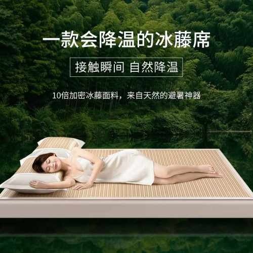 JMLZ夏天冰絲涼蓆2026新款家用藤蓆竹蓆床包款蓆子母嬰級軟蓆夏季