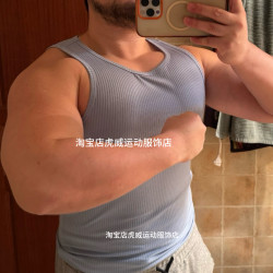 絲滑面料健身體育生顯壯無袖背心修身顯大顯壯顯肌肉男透氣獸人
