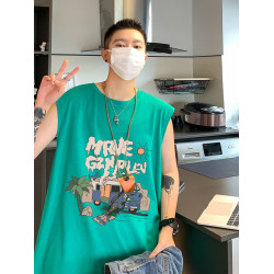二道兩根筋男土背心二股無袖T恤跨欄小衫上衣服運動跑步褂頭啼血