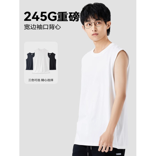 白色重磅純棉背心男士無袖T恤2025新款夏季外穿坎肩運動上衣男款