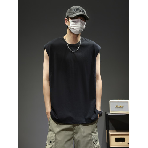 大碼320斤美式背心男士夏季潮牌高街跨欄無袖t恤跑步健身運動坎肩