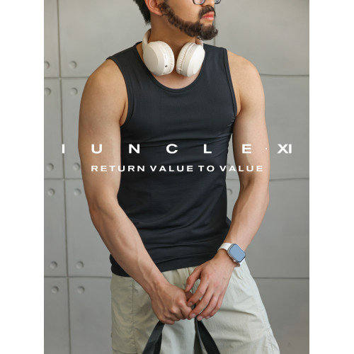 IUNCLEXI【涼感速乾】冰絲高彈工字背心男健身上衣美式硬漢運動衫
