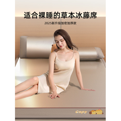遠夢夏天冰絲涼蓆2025新款藤蓆蓆子夏季竹蓆草蓆軟蓆床笠款a類母