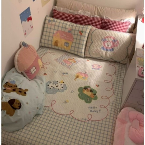 hellokitty乳膠涼蓆學生宿舍單人冰絲軟蓆床墊夏天降溫神器可機洗