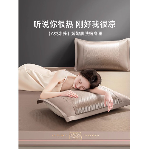 STEINMETZ冰絲涼蓆夏天2025新款藤蓆春夏季軟蓆子草蓆床笠款竹蓆