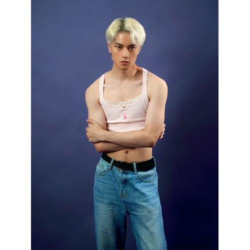 MamaHasGun×BMAL純棉復古Real&Fake蕾絲刺綉吊帶背心上衣