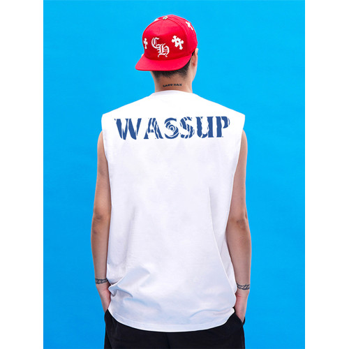WASSUP HEODS無袖t恤背心男士夏季純棉寬松潮牌ins坎肩男生運動