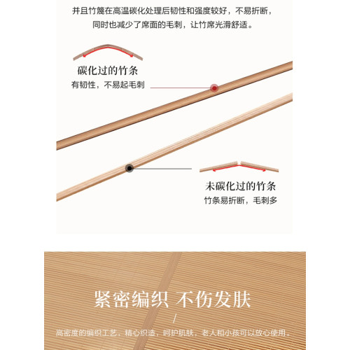 富安娜可折曡雙面涼蓆竹蓆兩面可用家用雙人天然床蓆夏季學生宿舍
