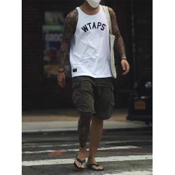 WTAPS 22SS西山徹夏季日系餘文樂寬松印花打底背心健身運動汗衫