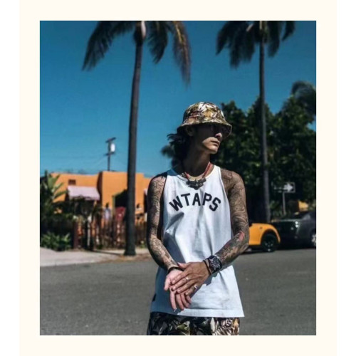 WTAPS 22SS西山徹夏季日系餘文樂寬松印花打底背心健身運動汗衫