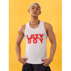 CLP黑白原創LazyBoy文字印花背心男女修身運動彈力休閒性感健身潮
