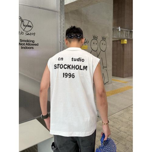 2025夏季新款無袖T恤男士美式潮牌痞帥男裝字母印花運動坎肩 背心