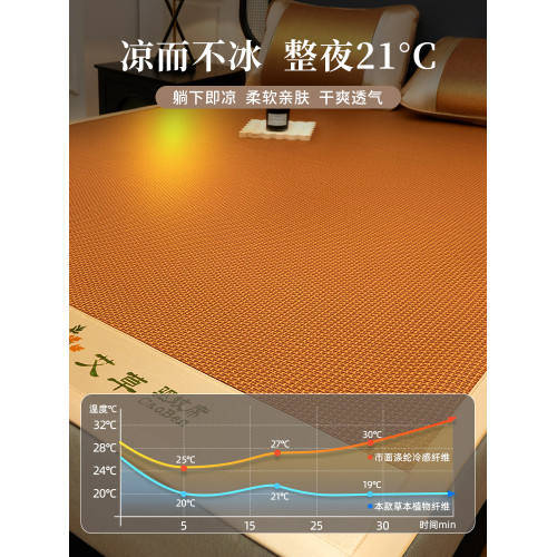 日本進口MUJIE艾草加厚藤蓆夏季雙人蓆子可折曡涼蓆冰絲蓆竹蓆