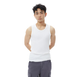 GOODLIVEABLE 美式復古顯壯修身螺紋背心男健身運動街頭無袖T恤潮