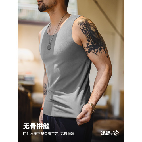 馬登工裝美式復古雙面絨磨毛無痕背心圓領休閒打底無袖坎肩男春