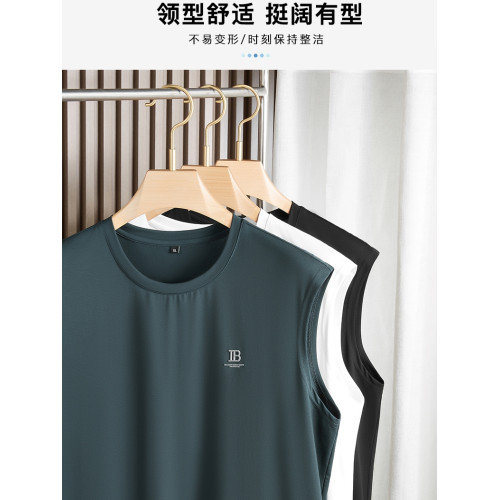 男士白色背心夏季薄款莫代爾打底衫加肥加大碼爸爸冰絲棉t恤無袖
