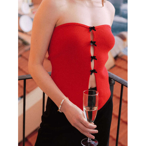 Beautiful了個美 外穿抹胸背心上衣女心機蝴蝶結排釦吊帶衫性感衣