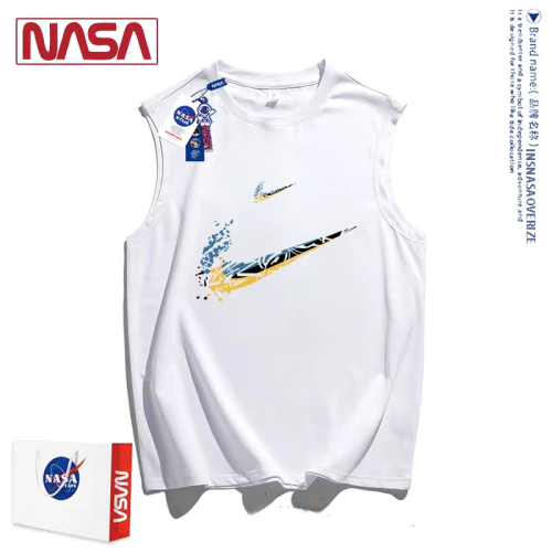 NASA美式大牌背心男2025夏季爆款休閒運動衫動漫卡通印花無袖上衣