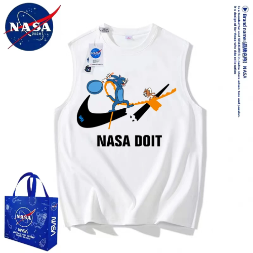 NASA美式大牌背心男2025夏季爆款休閒運動衫動漫卡通印花無袖上衣