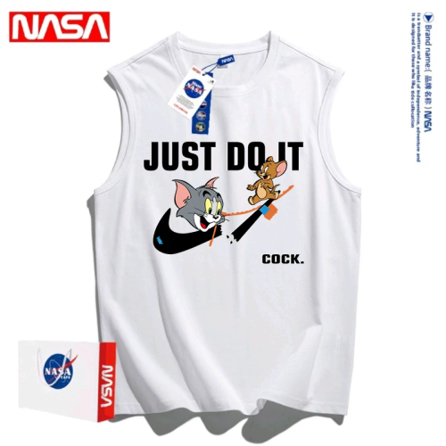 NASA美式大牌背心男2025夏季爆款休閒運動衫動漫卡通印花無袖上衣