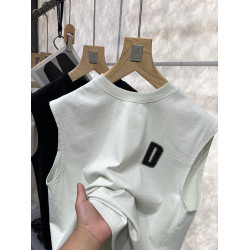 老外自畱！重工磨破【IN】重磅有型 新疆長絨棉男無袖T恤背心5318