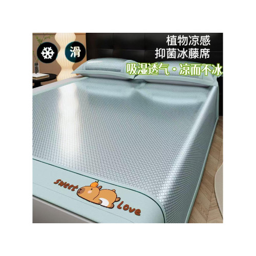 夏季冰絲涼蓆家用2025新款A類抗菌蓆嬰兒可用藤蓆夏天床笠款蓆子