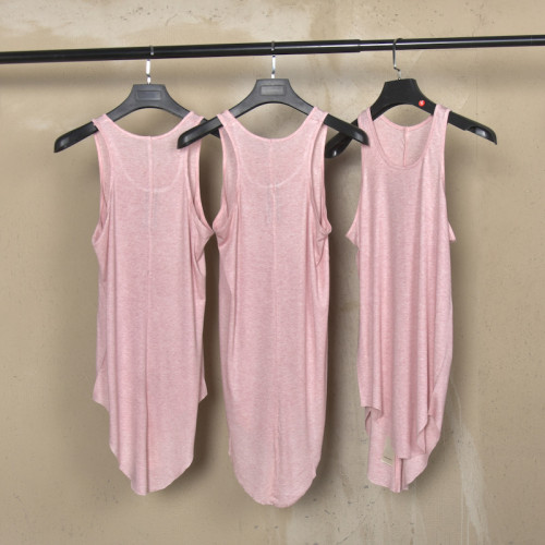 RO25時尚暗黑風格淺粉色燕尾式含羊毛輕薄背心夏季無袖汗衫男女款