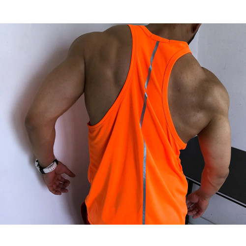 超襯膚色！騷氣速乾背心螢光細肩帶挖背無袖運動健身肌肉男顯身材