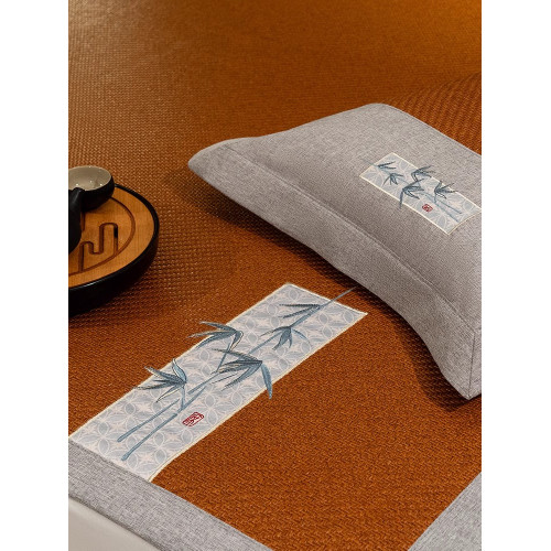 老蓆匠涼蓆藤蓆2025新款加厚高級刺綉天然家用裸睡蓆子學生宿舍